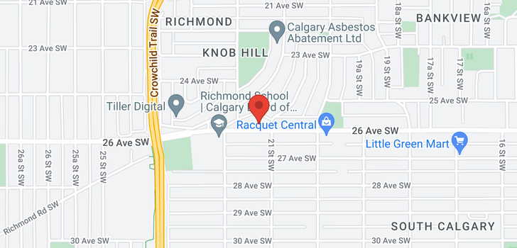 map of 2212 26 Avenue SW